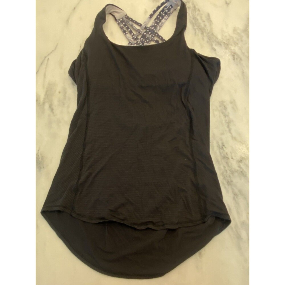 Lululemon Tank Women 4 Yoga Run Shirt Active Gym Built In Sport Bra Top Workout